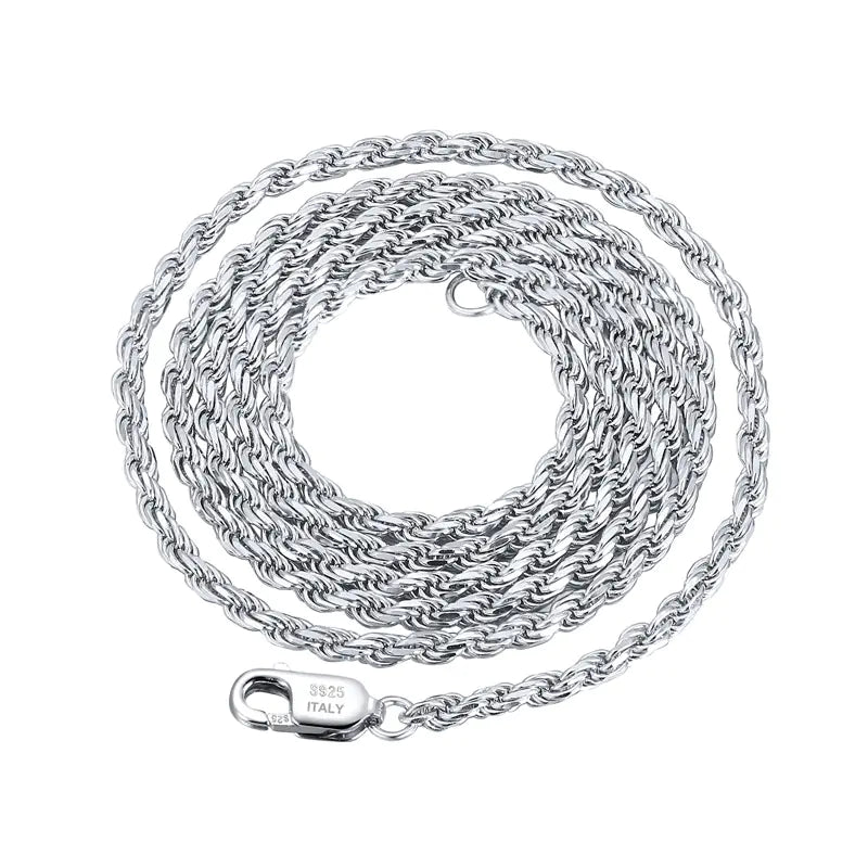 S925 Sterling Silver Twisted Rope Necklace 1.5mm
