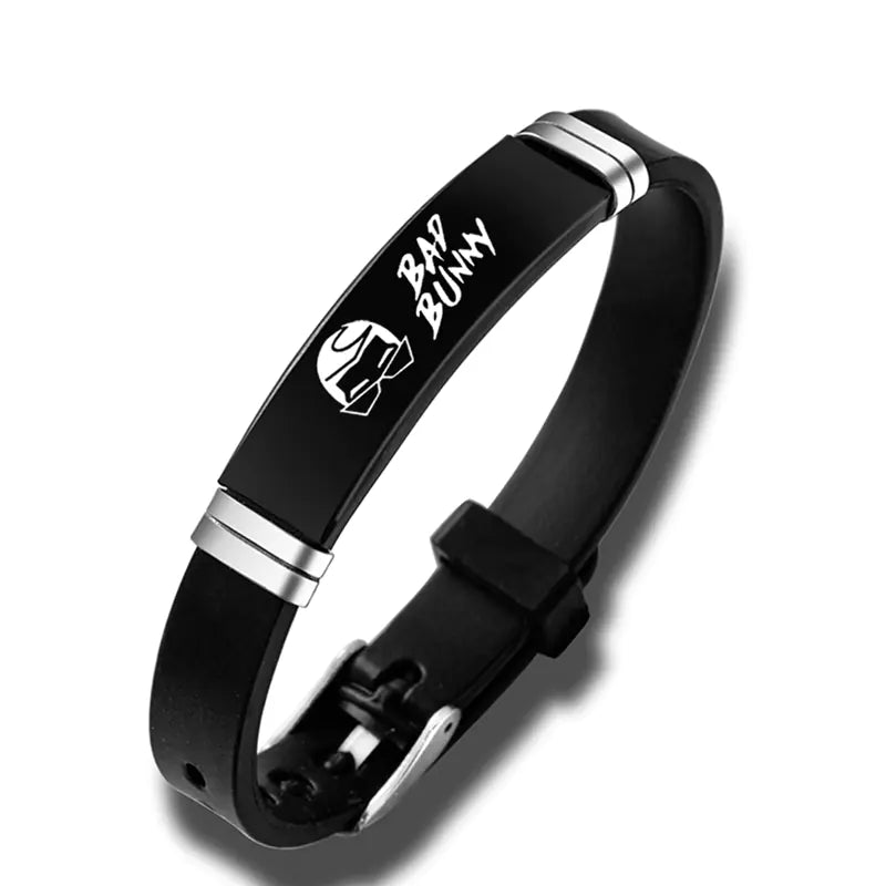 Hip Hop Bad Bunny Stainless Steel Silicone Bracelet