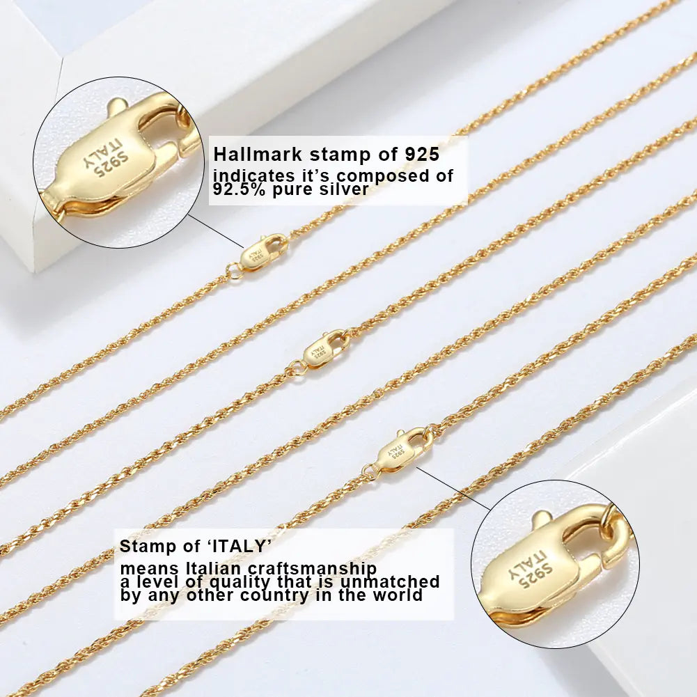 S925 Sterling Silver Twisted Rope Necklace 1.5mm