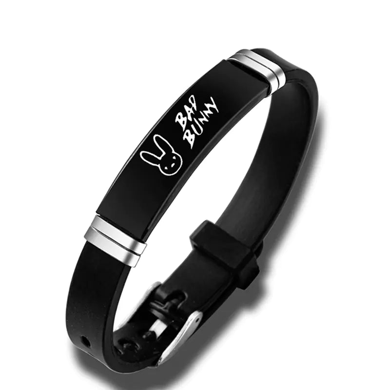 Hip Hop Bad Bunny Stainless Steel Silicone Bracelet