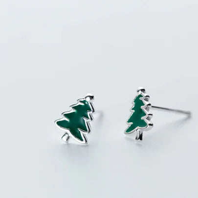 S925 Silver Christmas Tree Stud Earrings for Women
