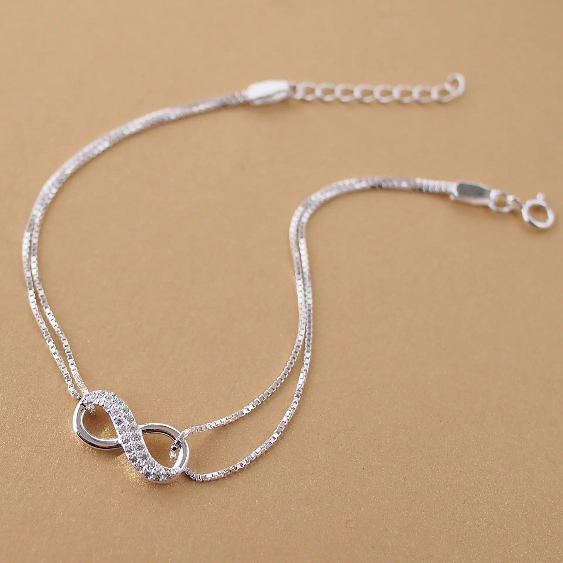 925 Sterling Silver Infinity Bracelet for Women