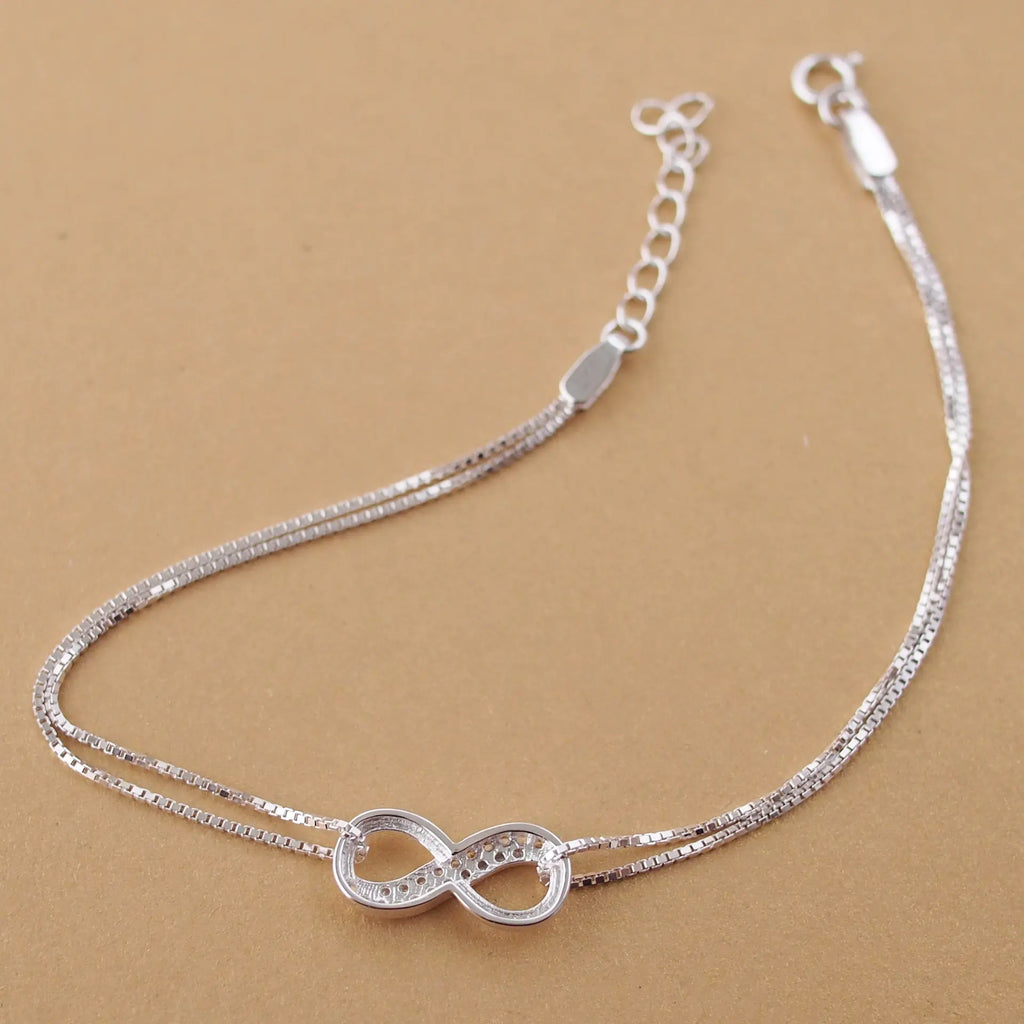 925 Sterling Silver Infinity Bracelet for Women