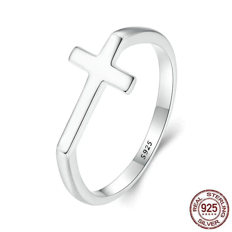 S925 Sterling Silver Minimalist Cross Ring