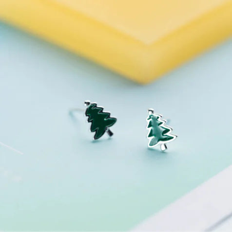 S925 Silver Christmas Tree Stud Earrings for Women