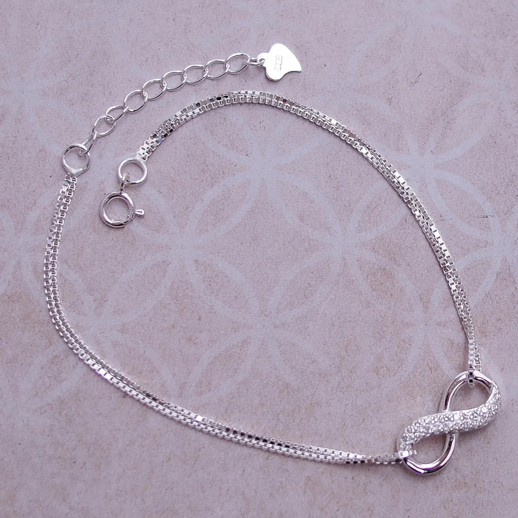 925 Sterling Silver Infinity Bracelet for Women