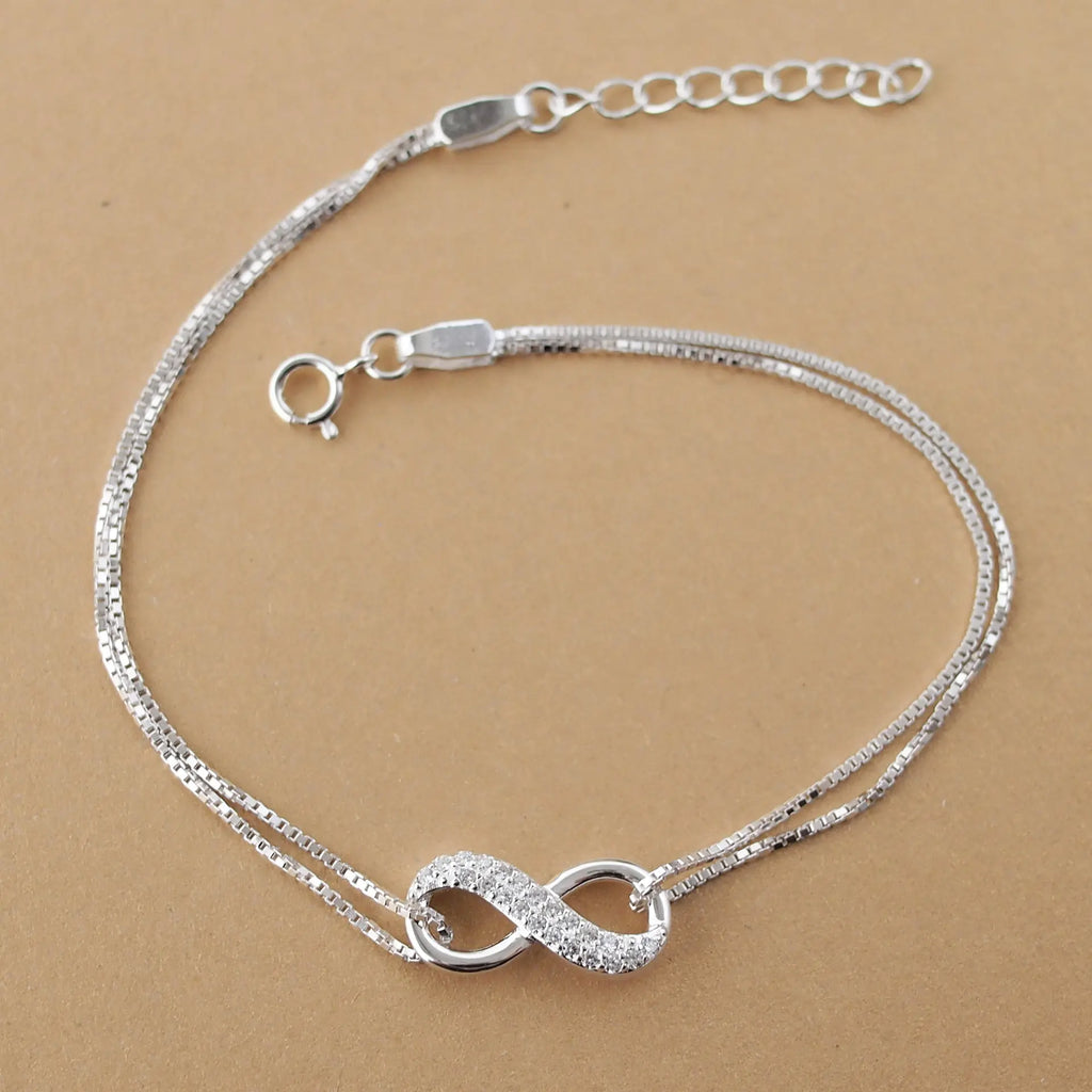 925 Sterling Silver Infinity Bracelet for Women