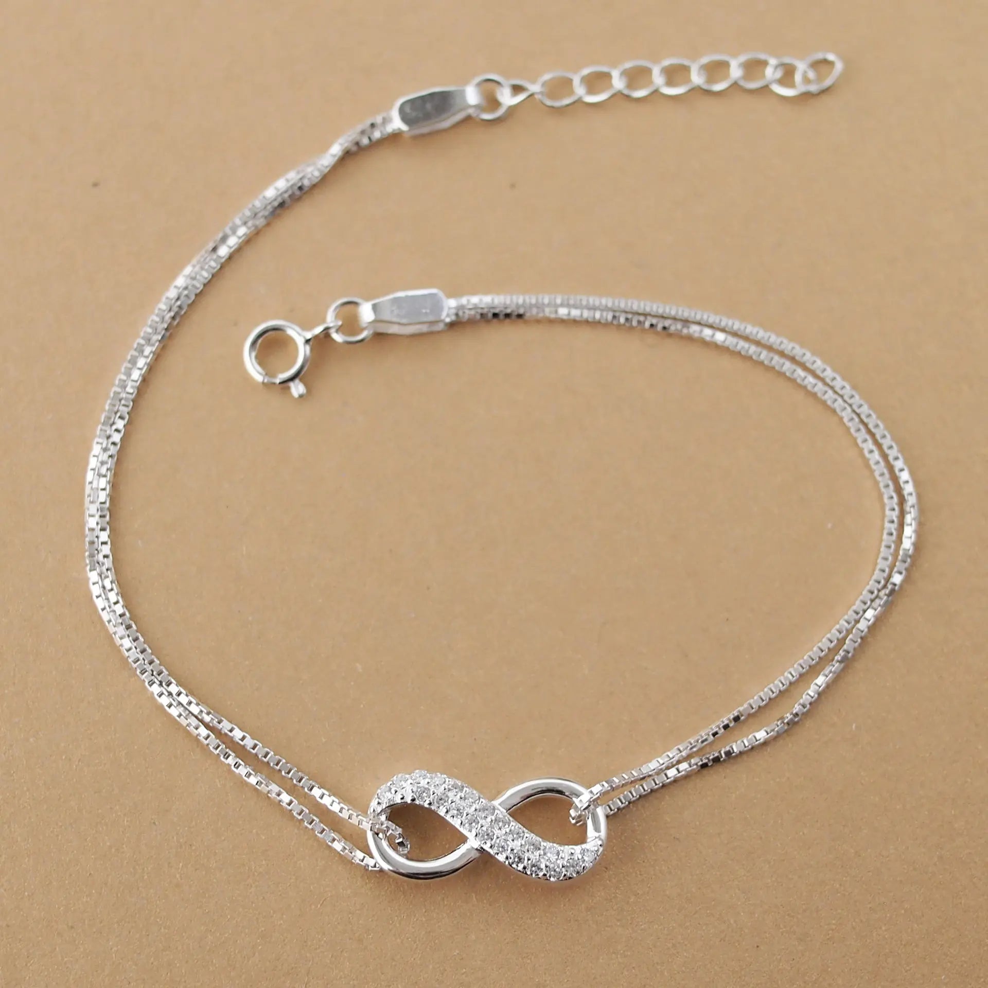 925 Sterling Silver Infinity Bracelet for Women