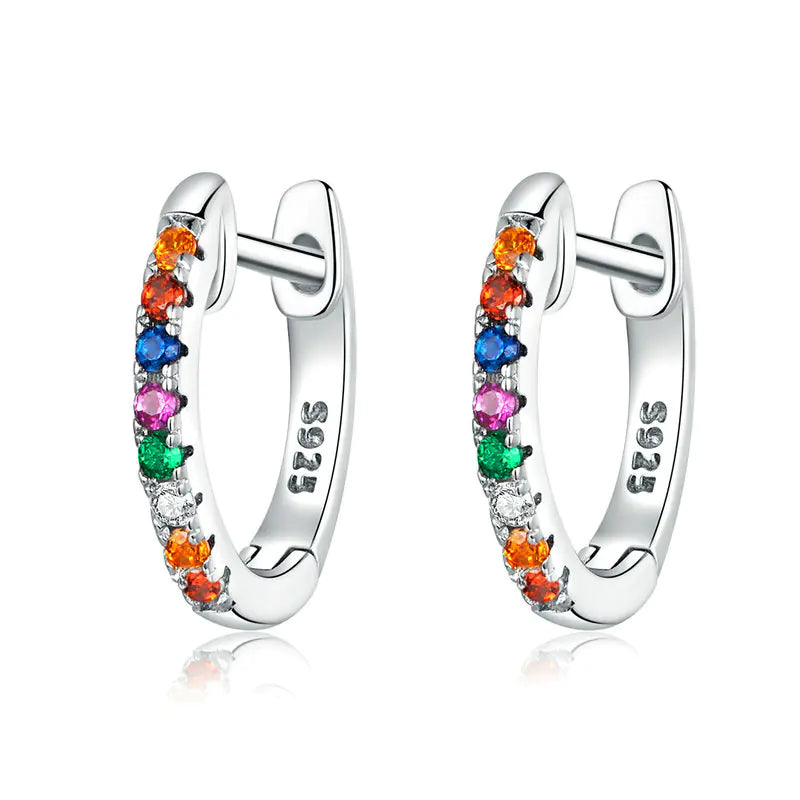S925 Sterling Silver Earrings with Colorful Zirconia