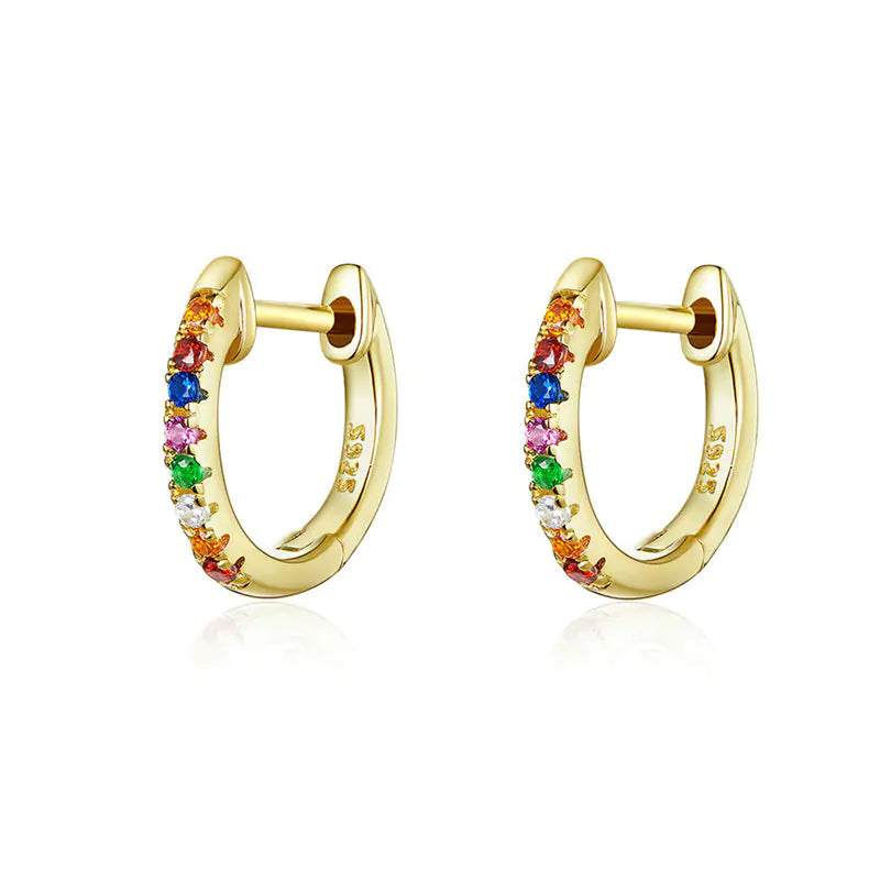 S925 Sterling Silver Earrings with Colorful Zirconia