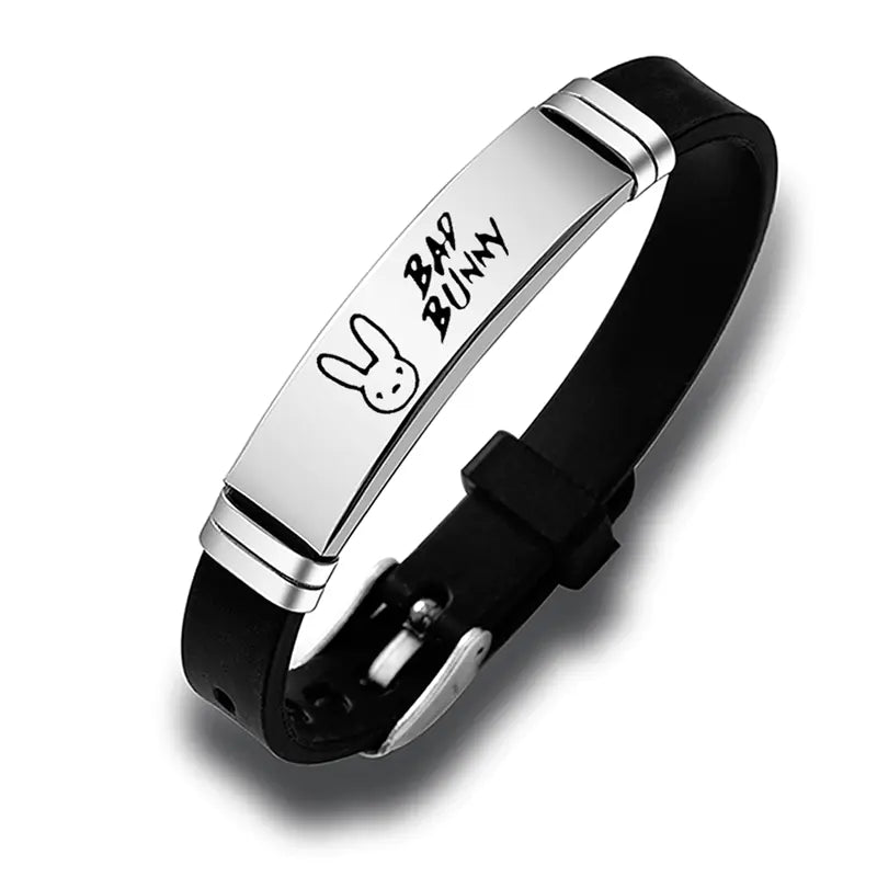Hip Hop Bad Bunny Stainless Steel Silicone Bracelet