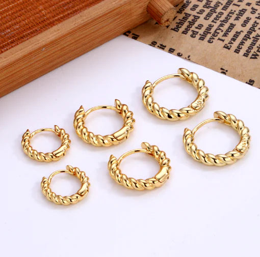 S925 Silver Twisted Rope Earrings - Trendy Design