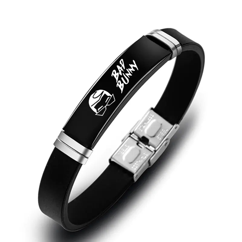 Hip Hop Bad Bunny Stainless Steel Silicone Bracelet