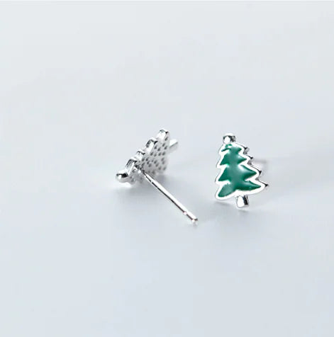 S925 Silver Christmas Tree Stud Earrings for Women