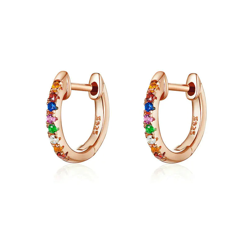 S925 Sterling Silver Earrings with Colorful Zirconia