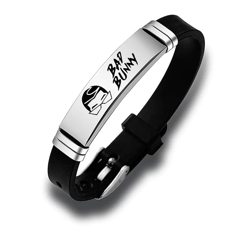 Hip Hop Bad Bunny Stainless Steel Silicone Bracelet